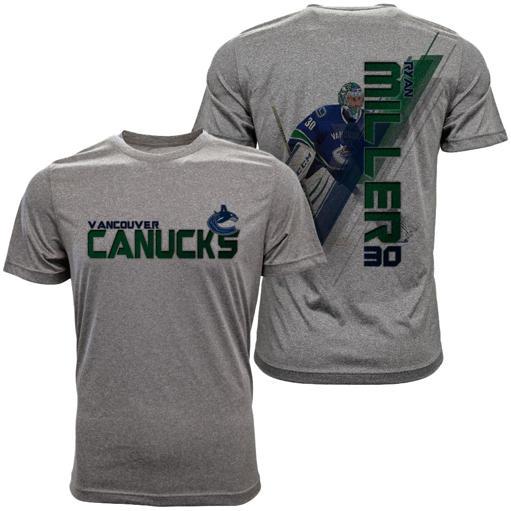 Men Canucks #30 Ryan Miller Grey Spectrum Player T-shirt