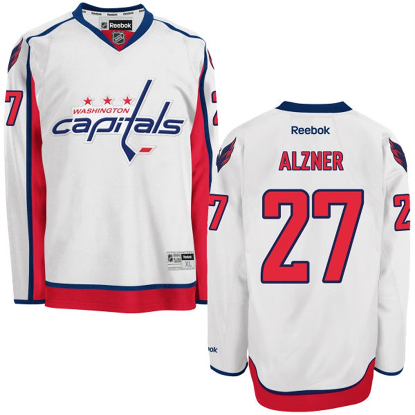 Men Washington Capitals Karl Alzner #27 White Away Premier Jersey