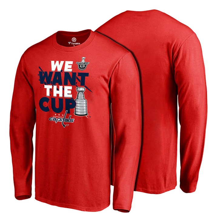 Men Washington Capitals Red Long Sleeve 2017 Stanley Cup T-shirt