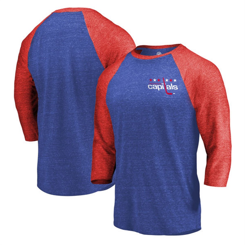 Men Washington Capitals Royal/Red Shift 3/4 Sleeve T-shirt