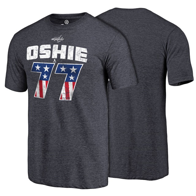 Men Capitals TJ Oshie #77 Navy Player Spangled T-shirt