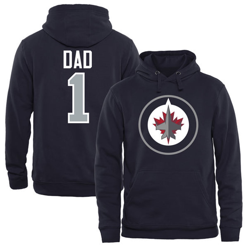 Men Winnipeg Jets Navy Number 1 Dad T-shirt