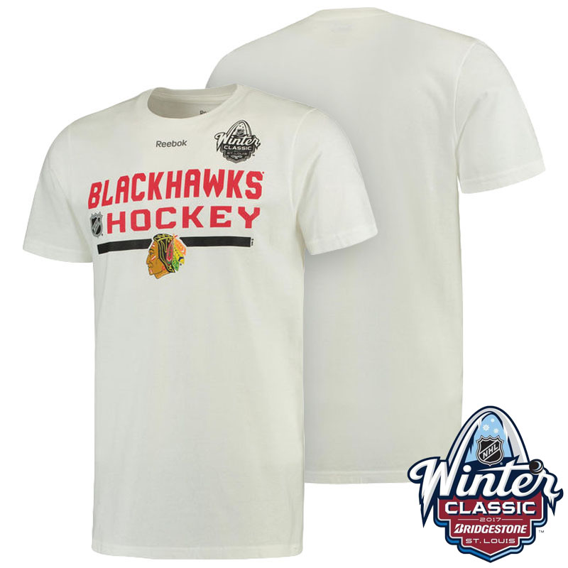 Chicago Blackhawks White 2017 Winter Classic Center T-shirt