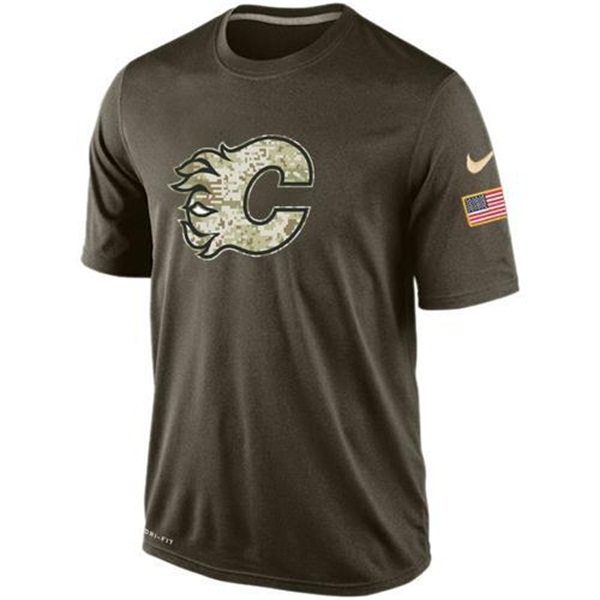 Men's Calgary Flames Green Camo Team T-Shirt