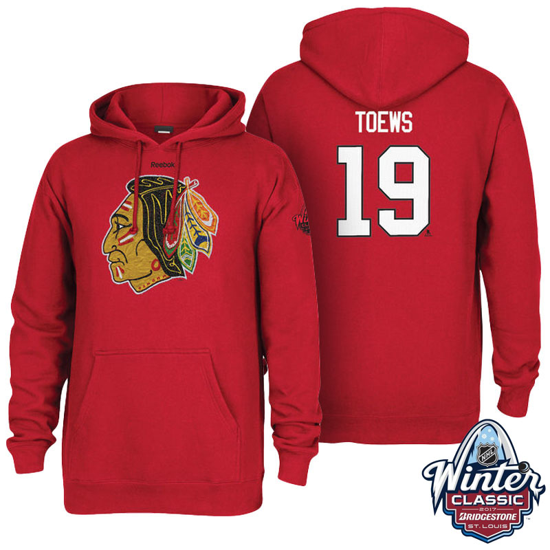 Mens Chicago Blackhawks 2017 Winter Classic Center Jonathan Toews Red Hoodie