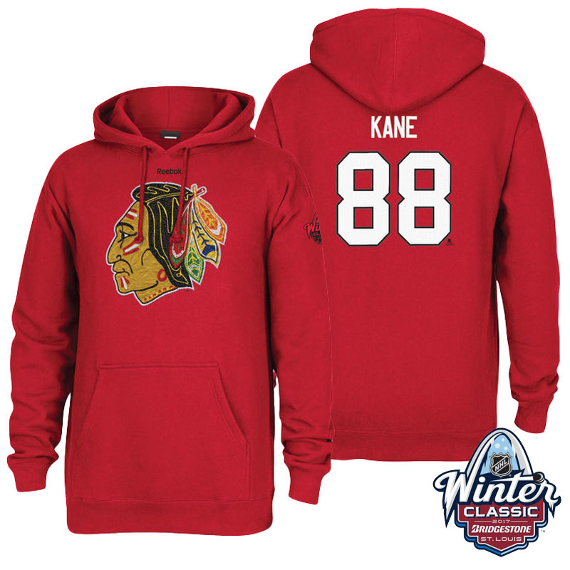 Mens Chicago Blackhawks 2017 Winter Classic Center Patrick Kane Red Hoodie