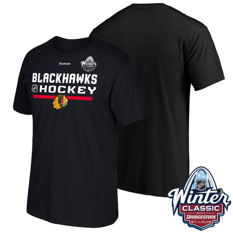 Chicago Blackhawks Black 2017 Winter Classic Center T-shirt