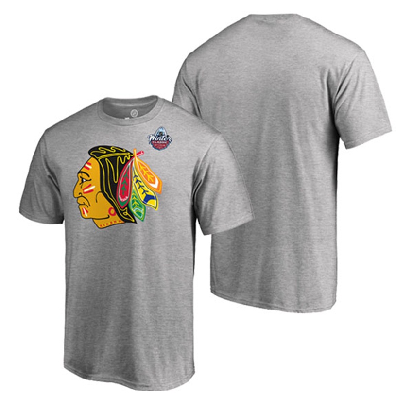 NHL Chicago Blackhawks Heather Gray Logo T-shirt