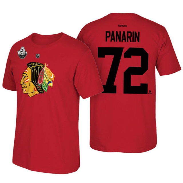 Mens Blackhawks #72 Artemi Panarin Red 2017 Winter Classic T-shirt