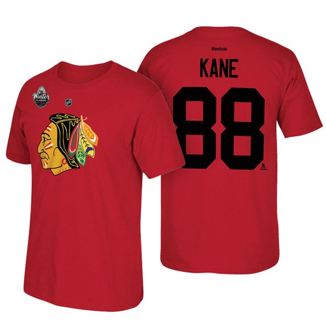 Mens Blackhawks #88 Patrick Kane Red 2017 Winter Classic T-shirt