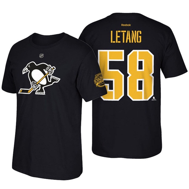 Mens Penguins #58 Kris Letang Black 2017 Stadium Series T-shirt