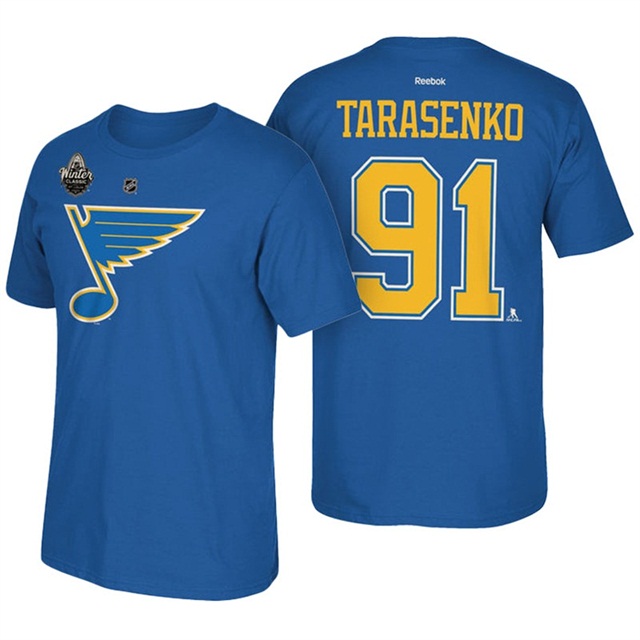 Mens Blues #91 Vladimir Tarasenko Blue 2017 Winter Classic T-shirt