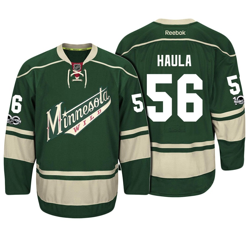 Wild Erik Haula #56 Green 100th Anniversary Patch Player Jersey