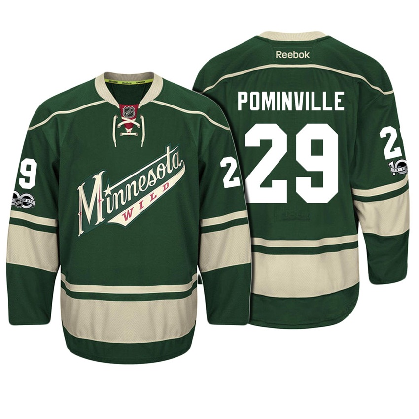 Wild Jason Pominville #29 Green 100th Anniversary Patch Player Jersey