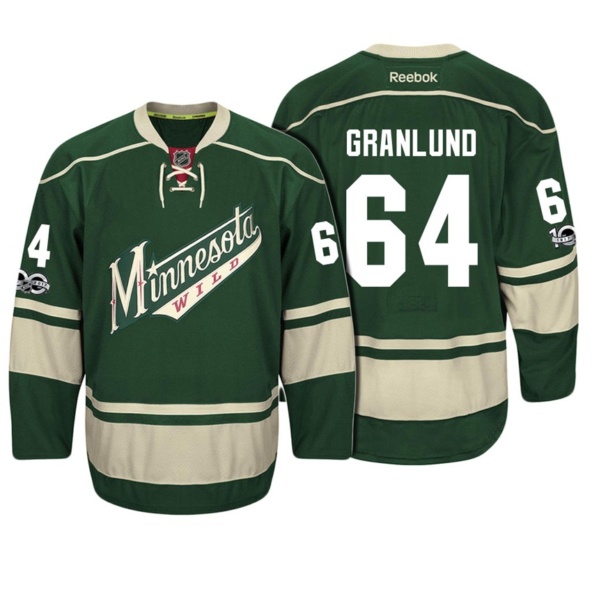 Wild Mikael Granlund #64 Green 100th Anniversary Patch Player Jersey