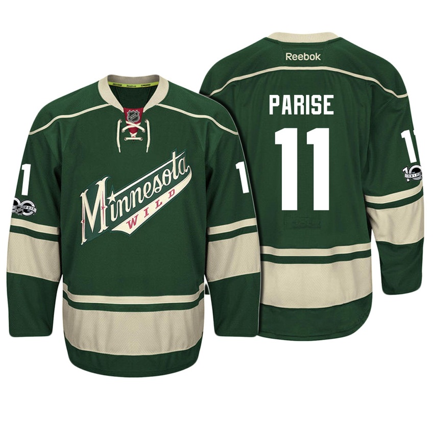 Wild Zach Parise #11 Green 100th Anniversary Patch Player Jersey