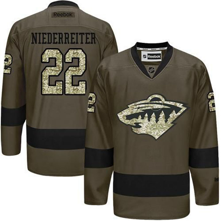 Nino Niederreiter Minnesota Wild #22 Green Camo Player Jersey