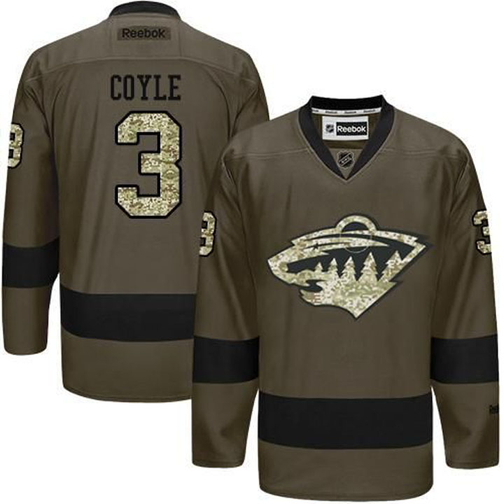 Charlie Coyle Minnesota Wild #3 Green Camo Player Jersey