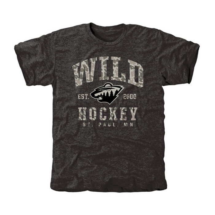 Minnesota Wild Camo Stack Black Tri-Blend T-Shirt