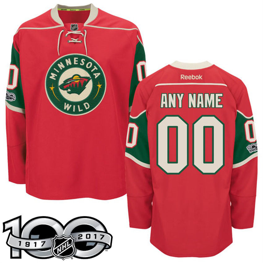 Minnesota Wild Red Celebrate 100th Classic Patch Customized Jersey