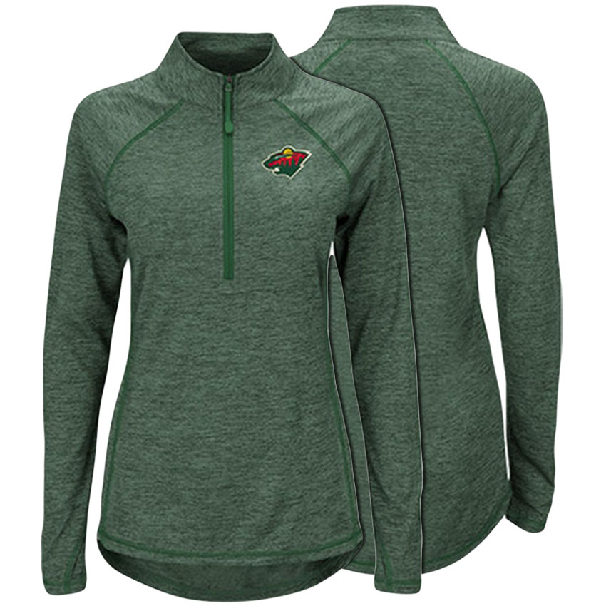 Women Minnesota Wild Green Cool Base Half-Zip Pullover Jacket