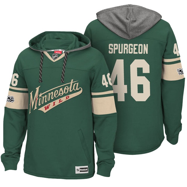 NHL Wild #46 Jared Spurgeon Green Centennial Patch Hoodie