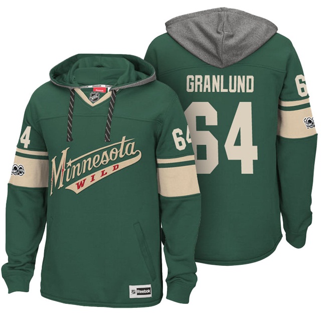 NHL Wild #64 Mikael Granlund Green Centennial Patch Hoodie