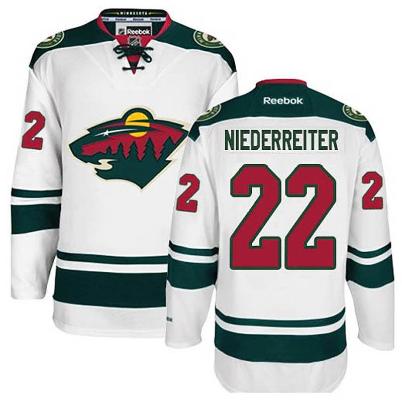 Nino Niederreiter Minnesota Wild #22 Away Ice Hockey Jersey