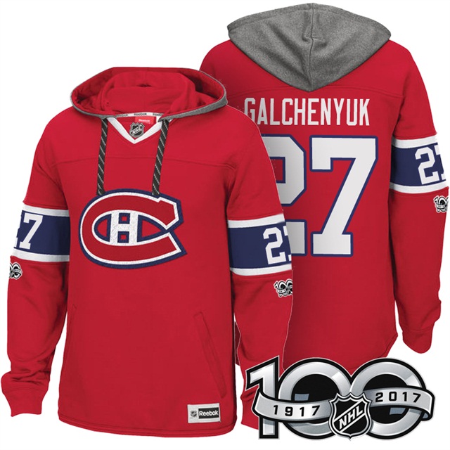 NHL Canadiens #27 Alex Galchenyuk Red Centennial Classic Patch Hoodie