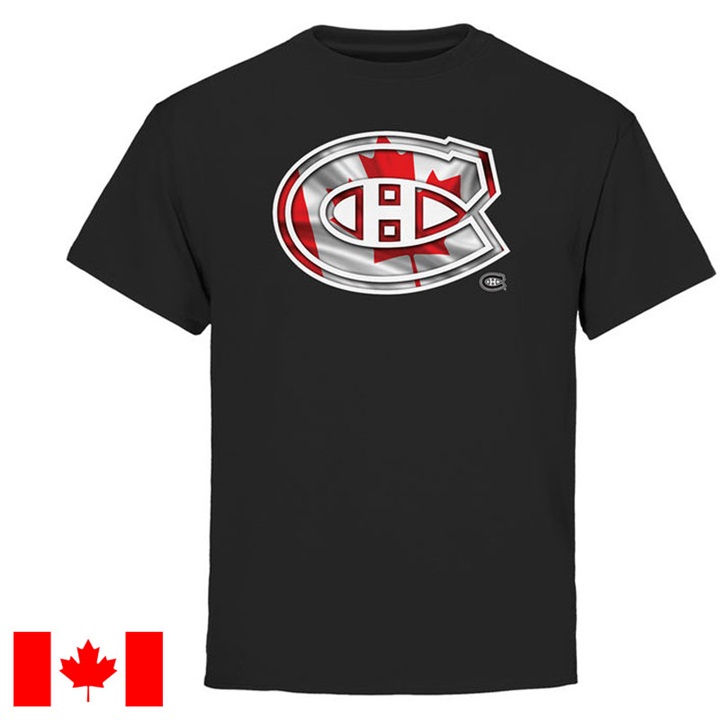 Men's Montreal Black Canada Wave Canada Day T-Shirt