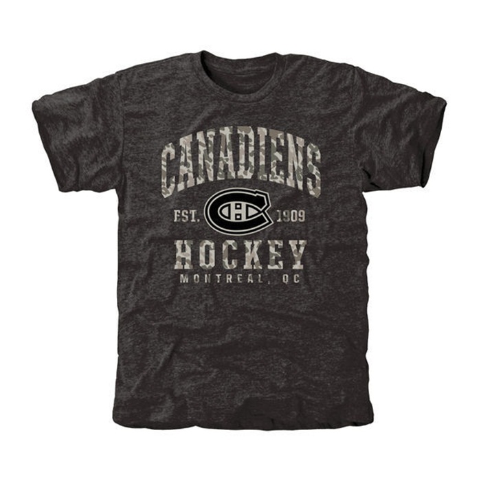 Montreal Canadiens Camo Stack Black Tri-Blend T-Shirt