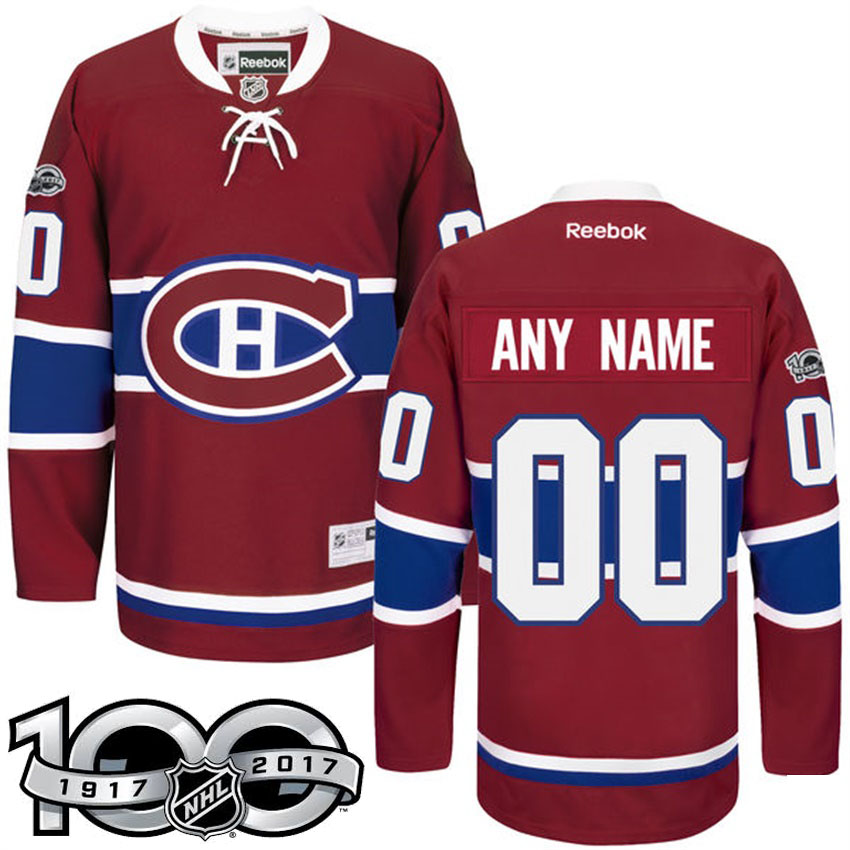 Montreal Canadiens Red Celebrate 100th Classic Patch Customized Jersey