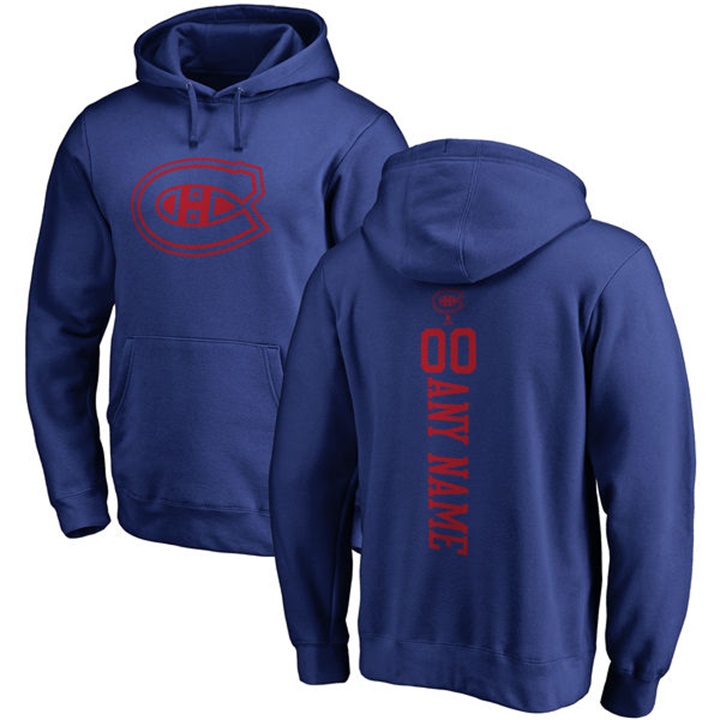 NHL Montreal Canadiens Royal Personalized Backer Fleece Pullover Hoodie