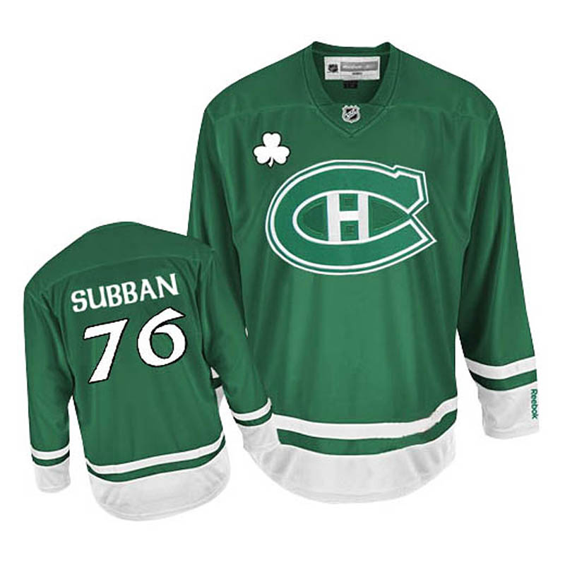 P.K. Subban Montreal Canadiens #76 St Patty's Day Ice Hockey Jersey