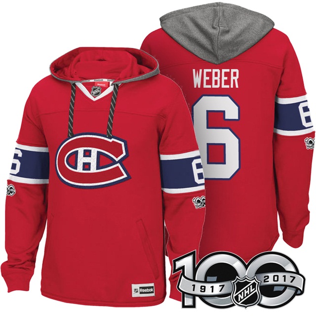 NHL Canadiens #6 Shea Weber Red Centennial Classic Patch Hoodie