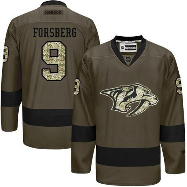 Filip Forsberg Nashville Predators #9 Green Camo Player Jersey