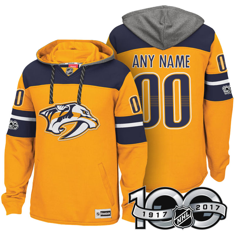 Nashville Predators Yellow Centennial Classic Patch Custom Hoodie