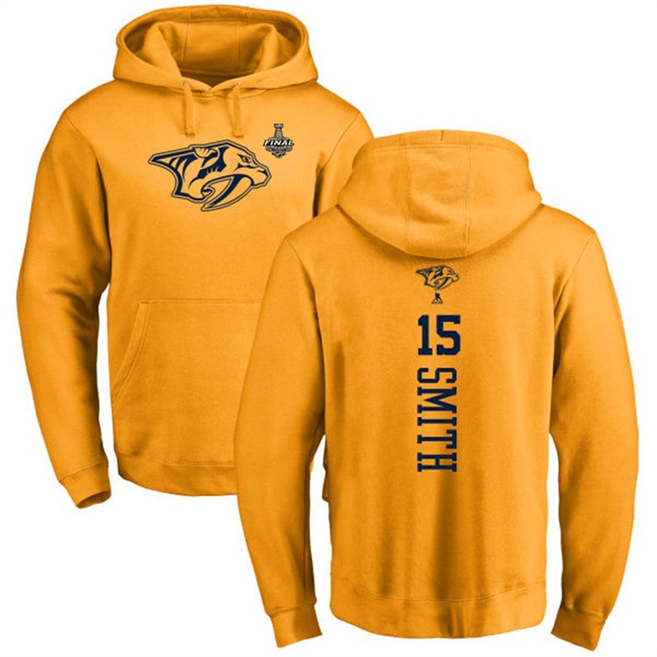 NHL Predators #15 Craig Smith Gold 2017 Stanley Cup Final Pullover Hoodie