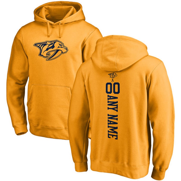 NHL Nashville Predators Gold Personalized Backer Fleece Pullover Hoodie