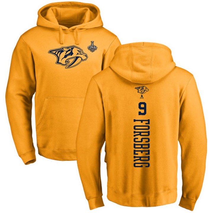 NHL Predators #9 Filip Forsberg Gold 2017 Stanley Cup Final Pullover Hoodie