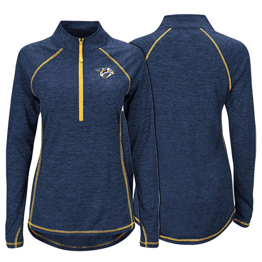 Women Nashville Predators Navy Cool Base Half-Zip Pullover Jacket