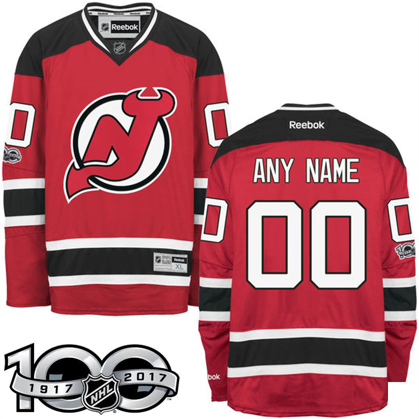 New Jersey Devils Red Celebrate 100th Classic Patch Customized Jersey