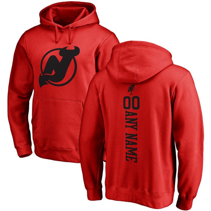 NHL New Jersey Devils Red Personalized Backer Fleece Pullover Hoodie