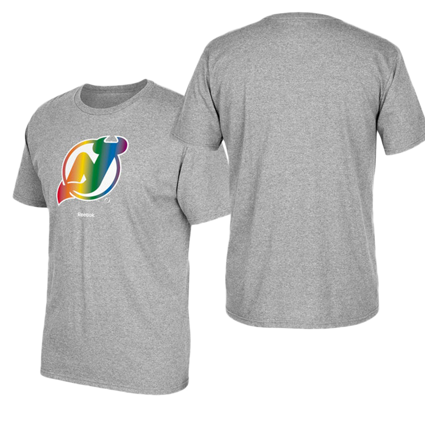 New Jersey Devils Gray Hockey Is For Everyone Rainbow T-shirt