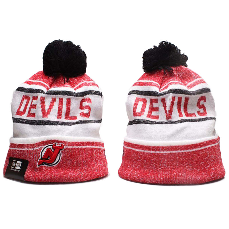 2016-2017 New Jersey Devils Team Cuffed Knit Hat With Pom Beanies Pink/White