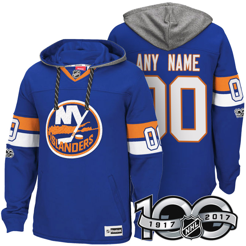 Islanders Royal Blue Centennial Patch Custom Hoodie