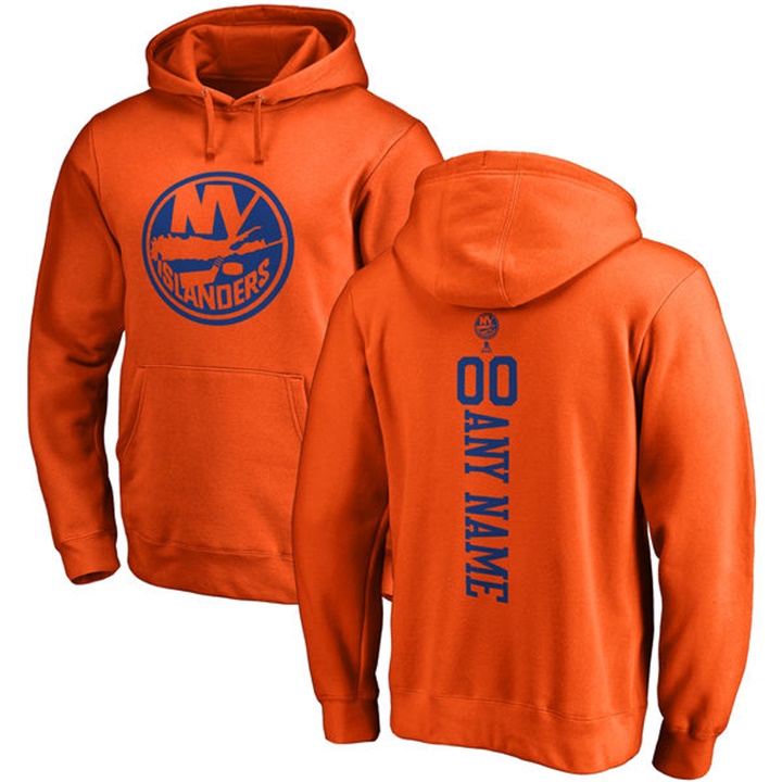 NHL New York Islanders Orange Personalized Backer Fleece Pullover Hoodie