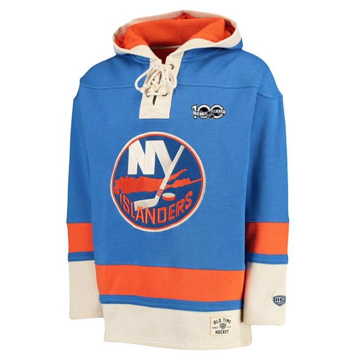 NHL Islanders Royal Centennial Patch Pullover Old Time Hockey Hoodie