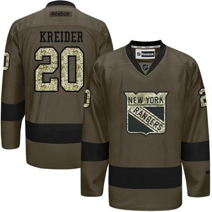 Chris Kreider New York Rangers #20 Green Camo Player Jersey