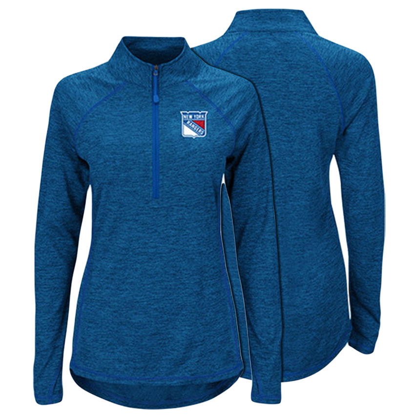 Women New York Rangers Blue Cool Base Half-Zip Pullover Jacket